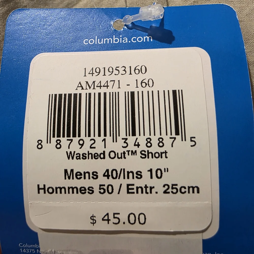 NWT Columbia Washed Out Men's Size 40 X 10